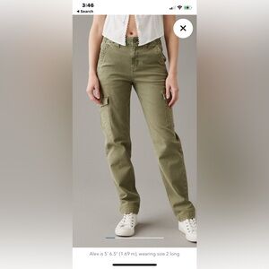 American Eagle size 4 Cargo Pant Women's Stretch Straight Leg Green